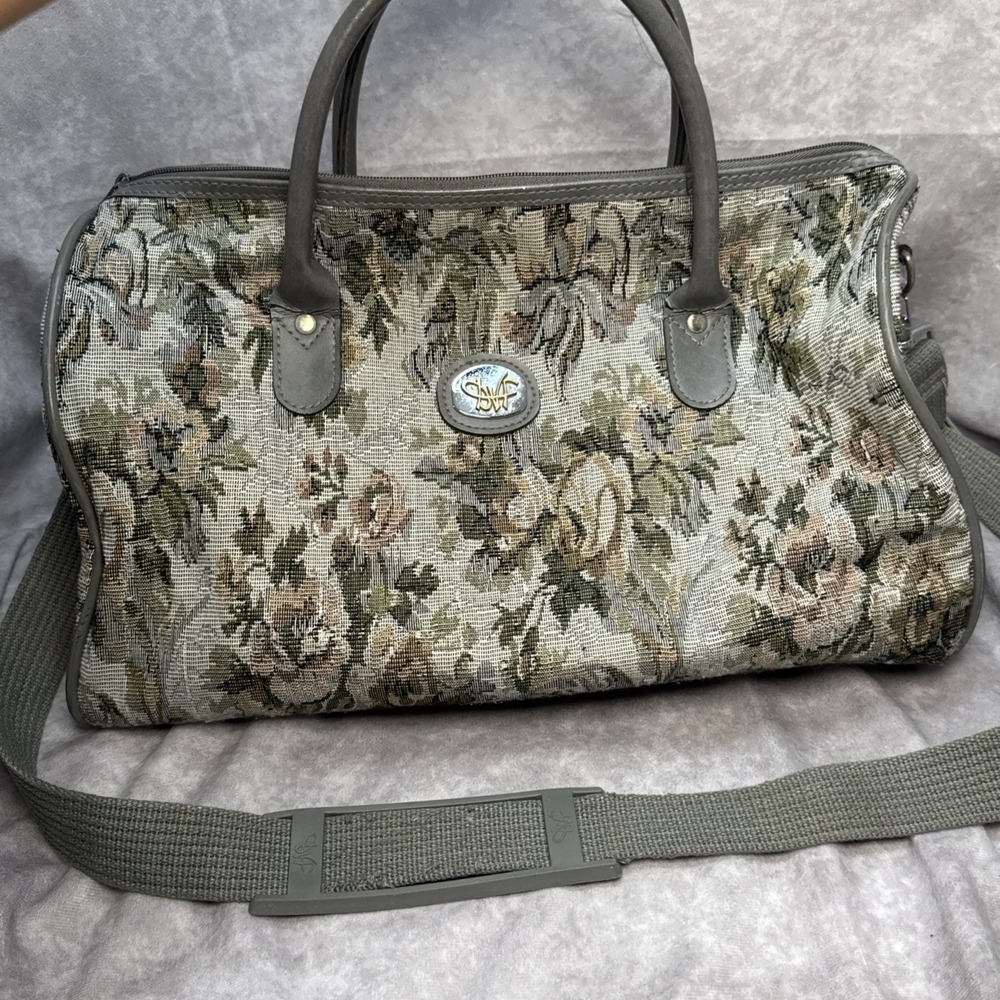 Vintage Diane Von Furstenberg Tapestry Floral Travel Duffel Bag Adjustable Strap